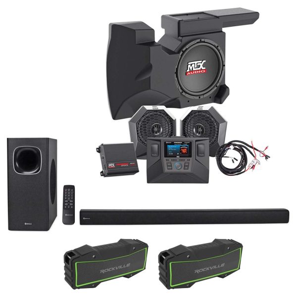 Speakers+Amp+Receiver+Sub For 2014-18 Polaris RZR XP1000 900+ROCKBAR+Speakers Hot on Sale