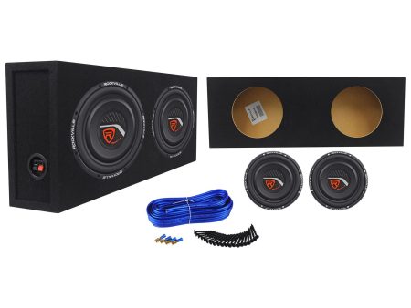 (2) Rockville W10T4-S4 10  Shallow Mount 2400W Car Subwoofers + Sealed Enclosure Cheap