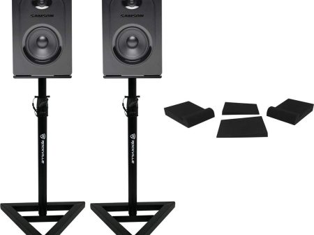 Pair Samson M50 5  Powered Studio Reference Monitors Speakers+Stands+Pads Online Hot Sale