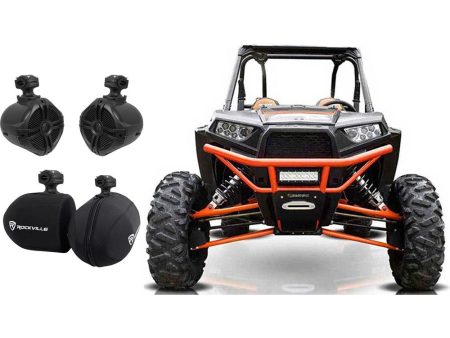 (2) Rockville RWB70B 6.5  250w 360° Swivel Tower Speakers+Covers for RZR ATV UTV Discount