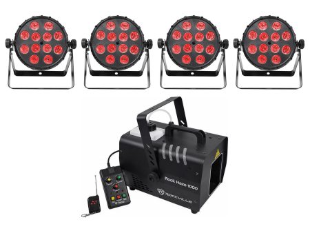 (4) Chauvet SlimPAR Q12 BT Bluetooth RGBA Sound-Active Par Can Wash Lights+Hazer Online Hot Sale