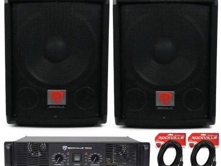 (2) Rockville SBG1128 12  1200W Pro DJ Subwoofers + RPA5 1000w Amplifier+Cables Supply