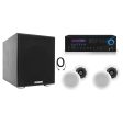 Technical Pro RX55URIBT Home Receiver+(4) 5.25  White Ceiling Speakers+Subwoofer Supply