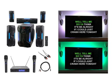 Rockville Bluetooth Home Theater Karaoke Machine System w 8  Sub + Wireless Mics Fashion