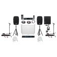 2) 12  DJ Speakers+Sub+Amplifier+Headphones+Facade+Par Lights+Mics+Stands+Cables For Discount