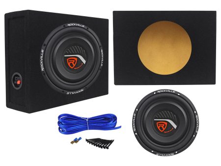 Rockville W10T4-S2 10  Shallow Mount 1200 Watts 2-Ohm Car Subwoofer+Sealed Enclosure For Discount