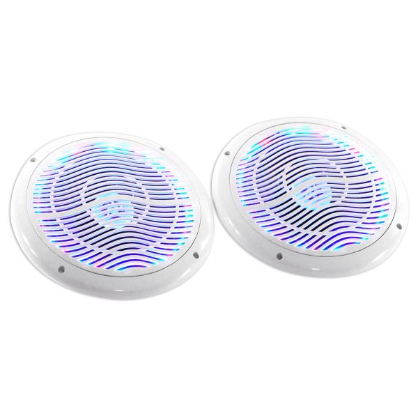 Rockville RMC80LW 8  800w 2-Way White Marine Speakers w Multi Color LED + Remote Online