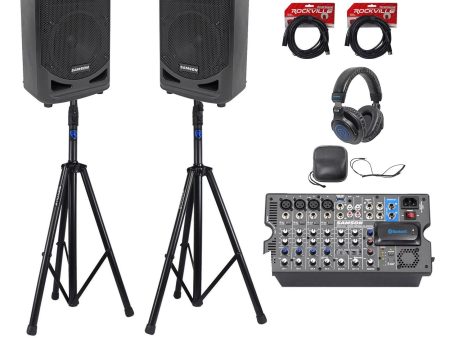 Samson Expedition XP800 800w Portable 8  PA DJ Speakers+Mixer+Stands+Headphones on Sale