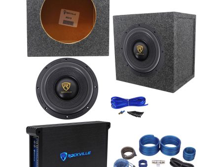 Rockville W10K9D4 10  3200w Car Subwoofer+Sealed Sub Box+Mono Amplifier+Amp Kit Sale