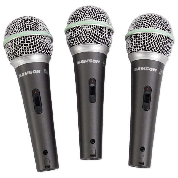 SAMSON Q6 3-Pack Handheld Microphones+Mic Clips For Church Sound Systems Sale