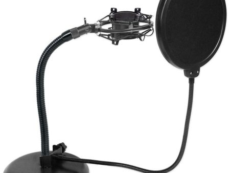 Rockville Gaming Streaming Twitch Mic Stand+Gooseneck Base+Shockmount+Pop filter Supply