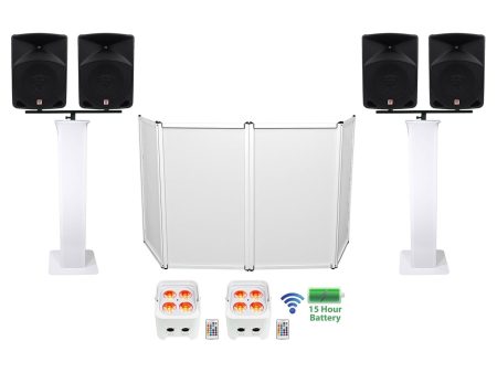 Rockville DJ Package w (4) 10  Powered Speakers+Facade+Totem Stands+Up-Lights on Sale