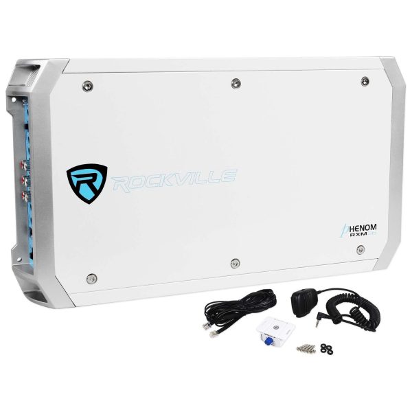 Rockville RXM-S6 Marine Boat 2600 Watt 6 Channel Amplifier + PA Microphone Cheap