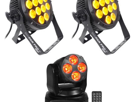 (2) Chauvet DJ SlimPar Pro W USB Variable White D-Fi LED Pars+Moving Head Light Discount