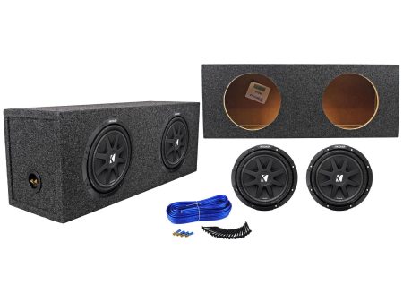 (2) KICKER 43C104 Comp 10  600w SVC 4-ohm Car Subwoofer+Sealed Sub Box Enclosure For Sale