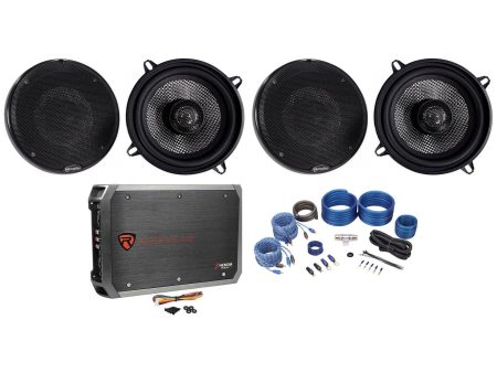 (4) American Bass SQ 5.25  60w RMS Car Audio Speakers+4-Channel Amplifier+Wires Online Hot Sale