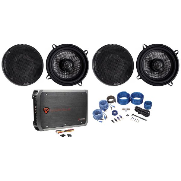 (4) American Bass SQ 5.25  60w RMS Car Audio Speakers+4-Channel Amplifier+Wires Online Hot Sale