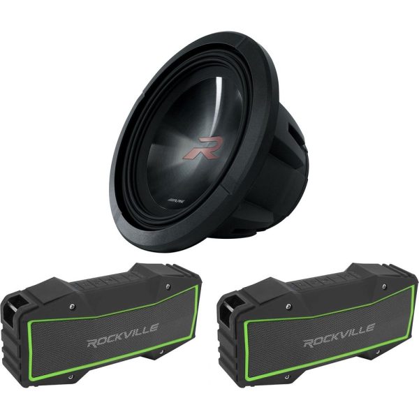 Alpine R2-W12D2 12  750w RMS Car Subwoofer Sub+(2) Stereo Bluetooth Speakers For Sale