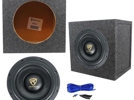 Rockville W10K9D2 10  3200 Watt Car Audio Subwoofer + Sealed Sub Box Enclosure on Sale