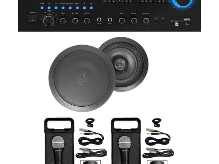 Home Karaoke Machine System w  Bluetooth+(2) 8  Black Ceiling Speakers For Sale