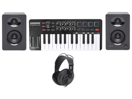 Samson Graphite M25 25-Key USB MIDI DJ Keyboard Controller+Monitors+Headphones on Sale