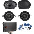 Pair American Bass SQ 6.9 6x9 +SQ 3.5  Car Speakers+4-Channel Amplifier+Wires Hot on Sale