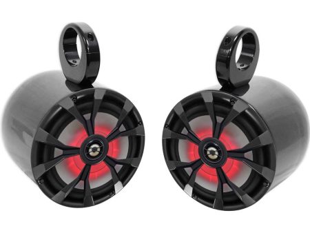 (2) Rockville RKL80MB 8  900 Watt Marine Wakeboard LED Tower Speakers in Black Online now