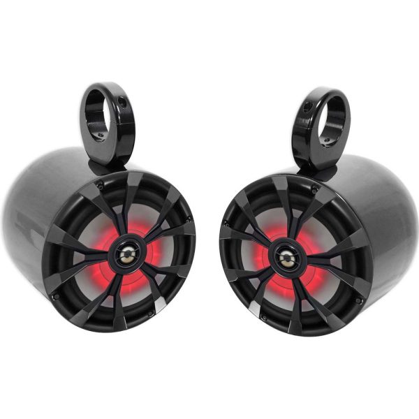 (2) Rockville RKL80MB 8  900 Watt Marine Wakeboard LED Tower Speakers in Black Online now