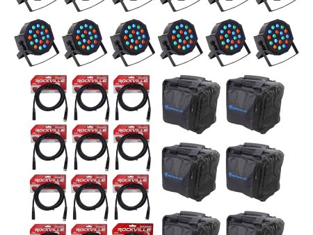 (12) FARENHEIT FHB-118 LED RGB DMX LED PAR Can Wash Lights+(12) Cables+Bags Fashion