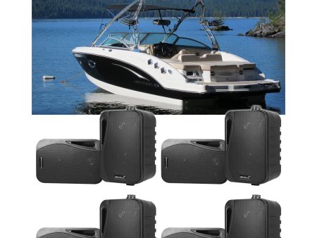 (8) Rockville HP4S Black 4  Marine Box Speakers with Swivel Bracket For Boats on Sale