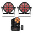 (2) Chauvet SlimPAR Q12 BT Bluetooth RGBA LED Par Can Wash Lights+Moving Head Discount