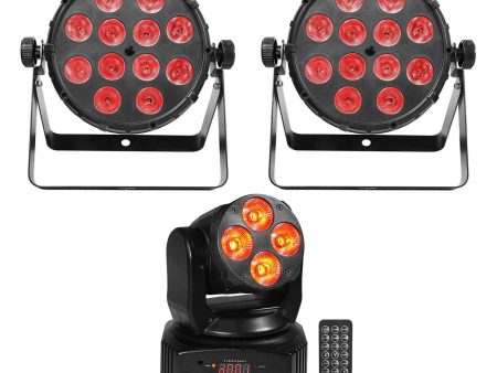 (2) Chauvet SlimPAR Q12 BT Bluetooth RGBA LED Par Can Wash Lights+Moving Head Discount