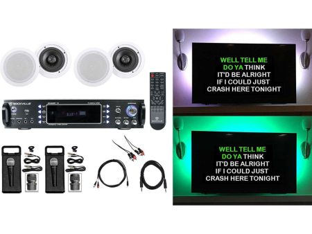 Rockville 1000w Karaoke Bluetooth Amp Mixer+(4) Ceiling Speakers+(2) Microphones Online