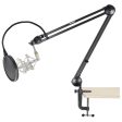 Samson MBA38 38  Microphone Boom Arm Podcast Stand+Pop Filter+Silver ShockMount For Sale