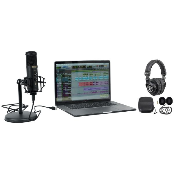 Rockville Solo-Cast Pro USB Microphone w Recording Interface+Stand+Headphones Sale