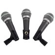 SAMSON Q6 3-Pack Handheld Microphones+Mic Clips For Church Sound Systems Sale