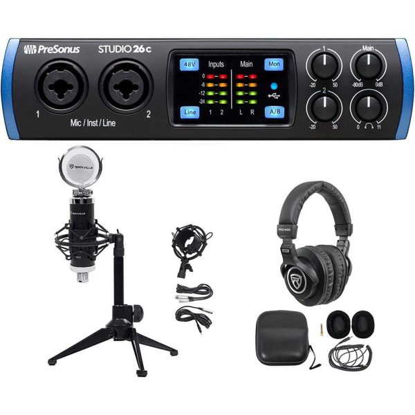 1-Person Podcast Podcasting Recording Kit w Presonus STUDIO 26C Interface+Stand Online Hot Sale