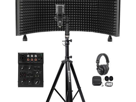 Rockville Pro Recording Kit w Mixer+Studio Mic+Isolation Shield+Headphones+Stand Online Sale