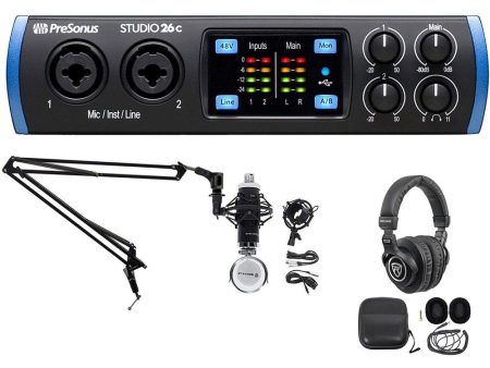 1-Person Podcast Podcasting Recording Kit w Presonus STUDIO 26C Interface+Boom Sale