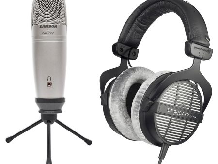 Samson C01U Pro Recording Podcasting Microphone+DT-990 Beyerdynamic Headphones Fashion