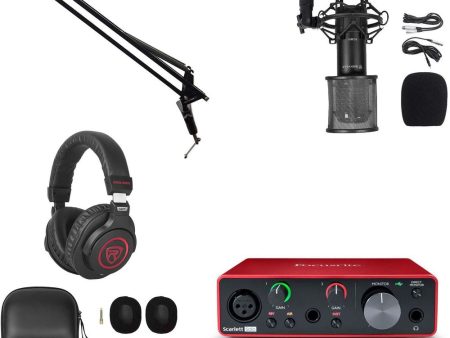 1-Person Focusrite Scarlett 3 Gen Podcast Podcasting Kit w Mic+Boom+Headphones Hot on Sale