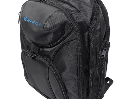 Rockville DJ Laptop Gear Travel Backpack Bag w  Headphone Compartment+Dividers For Sale