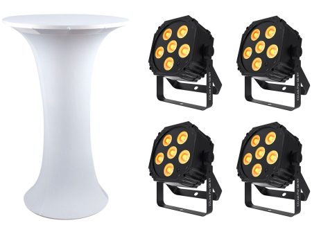 (4) Chauvet DJ Ezlink Par Q6 BT Wireless RGBA Bluetooth Wash Lights+Club Table Supply