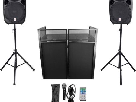 2 Rockville 15  Speakers+Stands w Bluetooth+Booth For Backyard Party Movie Night Online