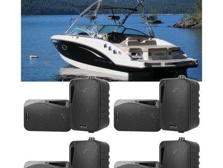 (8) Rockville HP4S-8 Black 4  Marine Box Speakers with Swivel Bracket For Boats Cheap