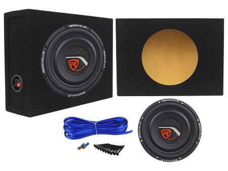 Rockville W10T4-S4 10  Shallow Mount 1200W 4-Ohm Car Subwoofer+Sealed Enclosure Sale