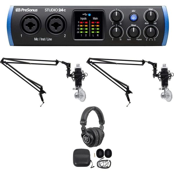 Presonus STUDIO 24C ASMR Recording Streaming Kit Interface+(2) Mics+Headphones Online