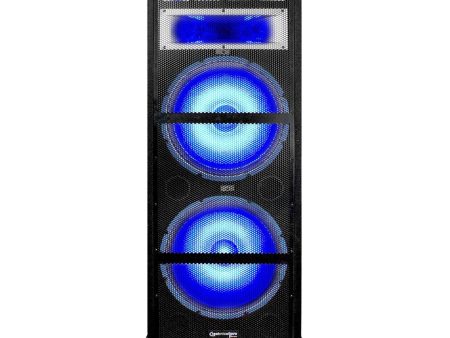 Technical Pro VRTX215LED Dual 15  7-Way 1800 Watt Carpeted Speaker Cabinet W LED For Sale