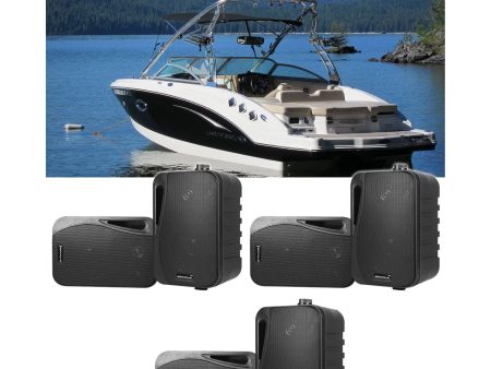 (6) Rockville HP4S-8 Black 4  Marine Box Speakers with Swivel Bracket For Boats Online Hot Sale