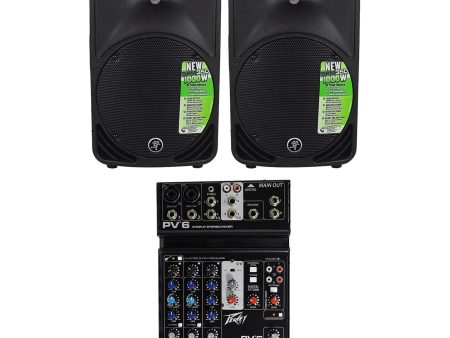 (2) Mackie SRM350V3 SRM350-V3 1000w 10  Powered PA Speaker, w DSP+Peavey Mixer Supply